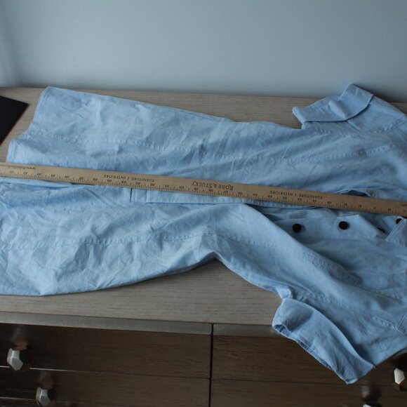 Theory Romper Button Up Shorts Pockets Collar Pale Blue - Picture 7 of 10